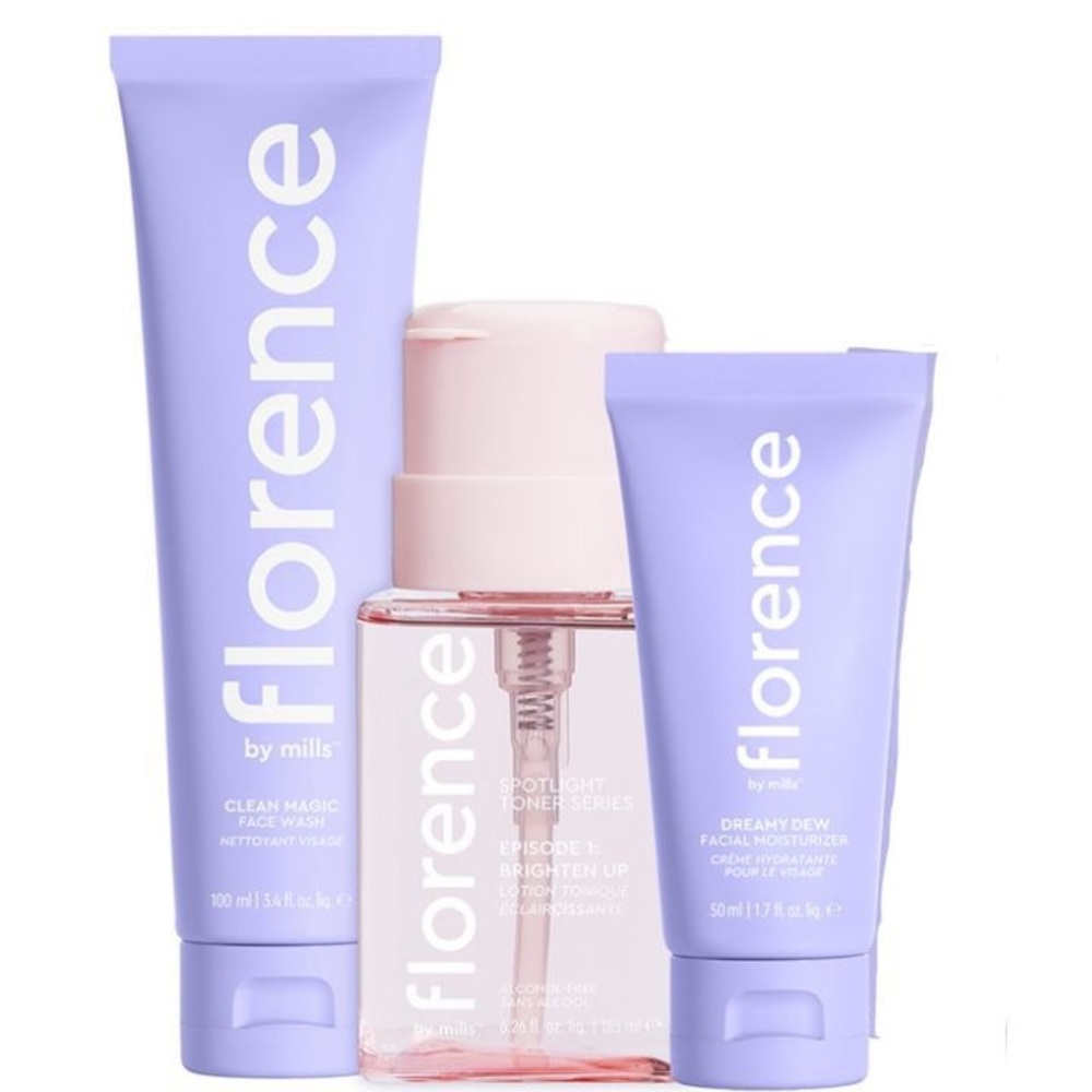 Set of 3 Florence By Mills Skincare Spotlight Toner, moisturizer, and Face Wash